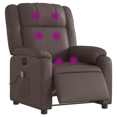 vidaXL Fauteuil de massage inclinable électrique marron similicuir