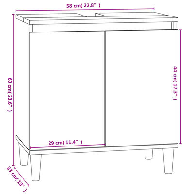 vidaXL Meuble d'évier noir 58x33x60 cm bois d'ingénierie