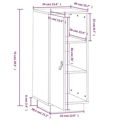 vidaXL Buffet Marron miel 34x40x75 cm Bois massif de pin