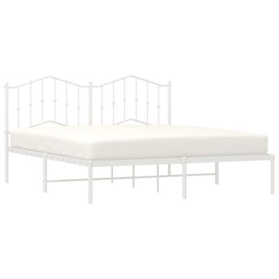 vidaXL Cadre de lit métal avec tête de lit blanc 183x213 cm