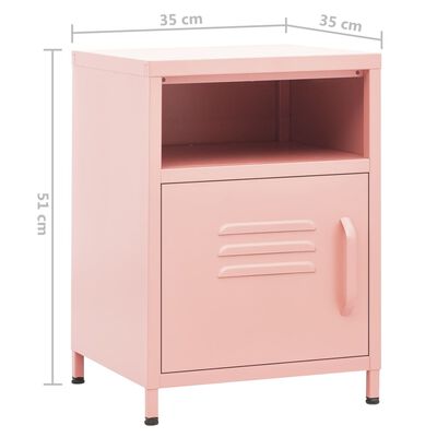 vidaXL Table de chevet Rose 35x35x51 cm Acier