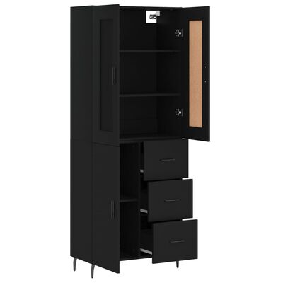 vidaXL Buffet haut Noir 69,5x34x180 cm Bois d'ingénierie