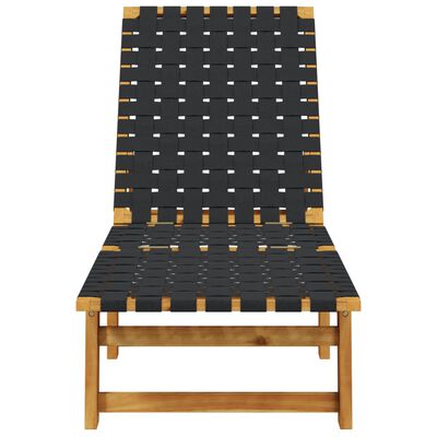 vidaXL Chaises longues noir bois d'acacia solide et tissu