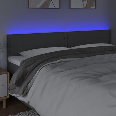 vidaXL Tête de lit à LED Gris foncé 180x5x78/88 cm Tissu