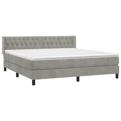 vidaXL Sommier à lattes de lit et matelas Gris clair 180x200cm Velours