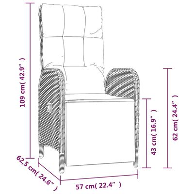 vidaXL Ensemble à manger jardin et coussins 7 pcs gris rotin