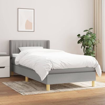 vidaXL Sommier à lattes de lit avec matelas Gris clair 90x200 cm Tissu