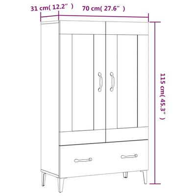 vidaXL Buffet Blanc brillant 70x31x115 cm Bois d'ingénierie