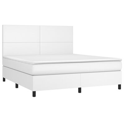 vidaXL Sommier à lattes de lit avec matelas et LED Blanc 160x200 cm