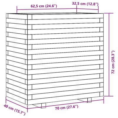 vidaXL Jardinière blanc 70x40x72 cm bois de pin massif