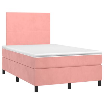 vidaXL Sommier à lattes de lit et matelas LED rose 120x190 cm velours