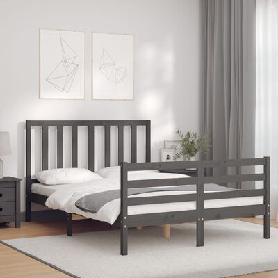 vidaXL Cadre de lit sans matelas gris bois de pin massif