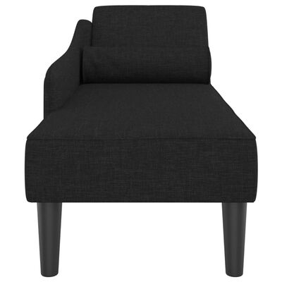 vidaXL Chaise longue avec coussins noir tissu