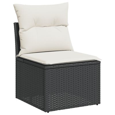 vidaXL Salon de jardin 10 pcs avec coussins noir résine tressée