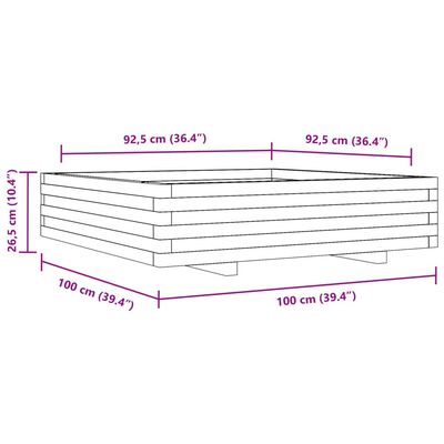 vidaXL Jardinière cire marron 100x100x26,5 cm bois de pin massif