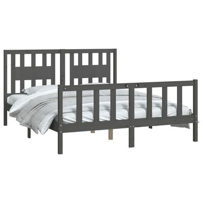 vidaXL Cadre de lit sans matelas gris bois de pin massif