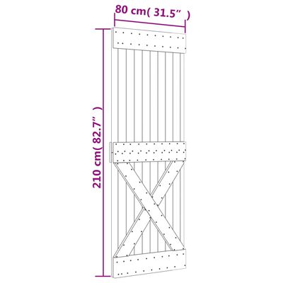 vidaXL Porte coulissante et kit de quincaillerie 80x210 cm pin massif