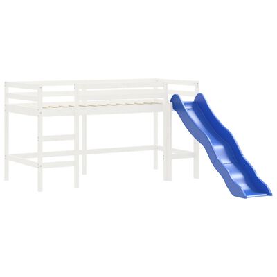 vidaXL Lit mezzanine enfants et rideaux blanc/noir 90x200cm pin massif