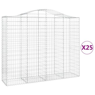 vidaXL Paniers à gabions arqués 25 pcs 200x50x160/180 cm Fer galvanisé