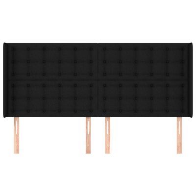 vidaXL Tête de lit avec oreilles Noir 183x16x118/128 cm Tissu