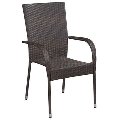 vidaXL Chaises empilables d'extérieur lot de 2 Résine tressée Marron