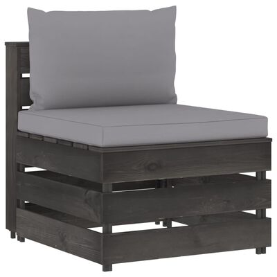 vidaXL Salon de jardin 6 pcs avec coussins Bois imprégné de gris