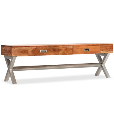 vidaXL Meuble TV avec tiroirs bois d’acacia massif 140 cm