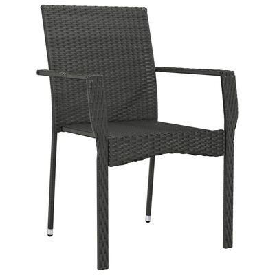 vidaXL Chaises de jardin lot de 4 avec coussins Résine tressée Noir