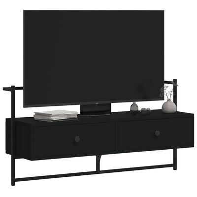 vidaXL Meuble TV mural noir 100,5x30x51 cm bois d'ingénierie