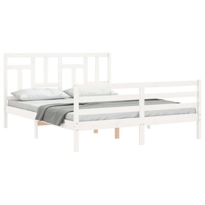 vidaXL Cadre de lit sans matelas blanc bois de pin massif