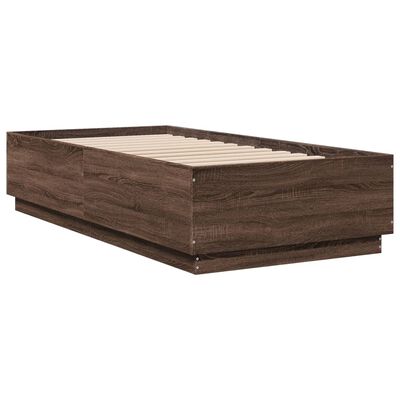 vidaXL Cadre de lit avec LED sans matelas chêne marron 75x190 cm