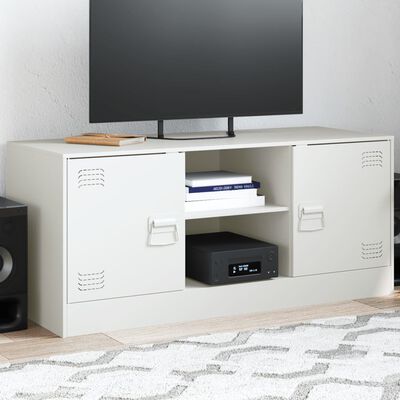 vidaXL Meuble TV blanc 99x39x44 cm acier