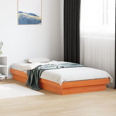 vidaXL Cadre de lit à LED sans matelas 75x190 cm bois massif