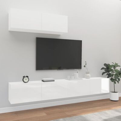 vidaXL Ensemble de meubles TV 3 pcs Blanc brillant Bois d'ingénierie