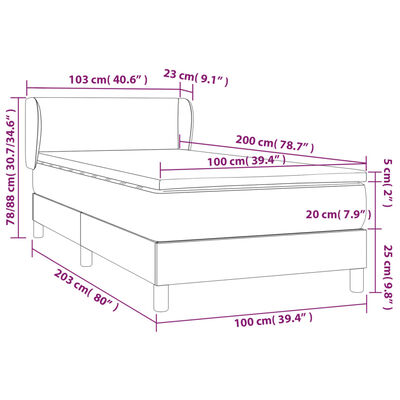 vidaXL Sommier à lattes de lit avec matelas Gris clair 100x200cm Tissu