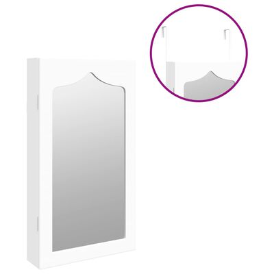 vidaXL Armoire à bijoux avec miroir murale blanc 37,5x10x67 cm