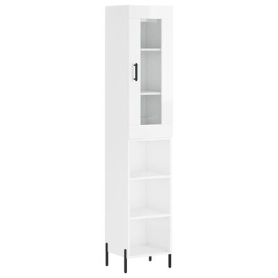 vidaXL Buffet haut Blanc brillant 34,5x34x180 cm Bois d'ingénierie