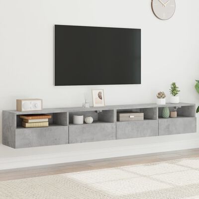 vidaXL Meubles TV muraux 2pcs gris béton 100x30x30cm bois d'ingénierie