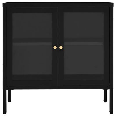 vidaXL Buffet Noir 70x35x70 cm Acier et verre