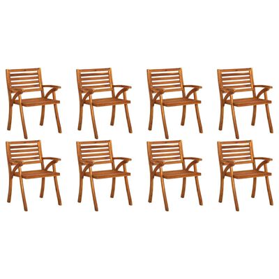 vidaXL Chaises de jardin avec coussins lot de 8 Bois d'acacia solide