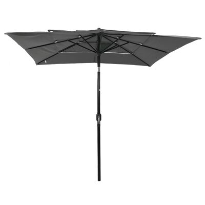 vidaXL Parasol à 3 niveaux avec mât en aluminium Anthracite 2,5x2,5 m