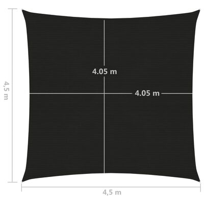 vidaXL Voile d'ombrage 160 g/m² Noir 4,5x4,5 m PEHD