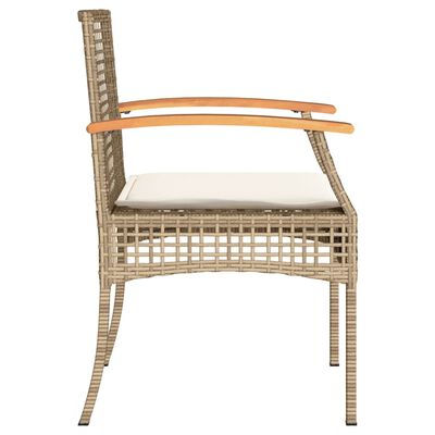 vidaXL Chaises de jardin coussins lot de 4 beige résine tressée acacia