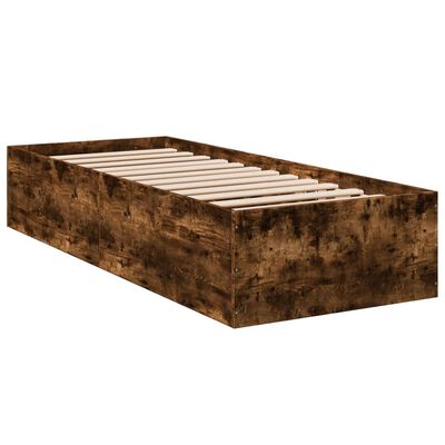 vidaXL Cadre de lit chêne fumé 90x200 cm bois d'ingénierie