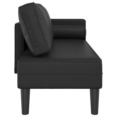 vidaXL Chaise longue avec coussins noir similicuir