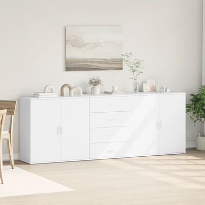 vidaXL Buffets 3 pcs Blanc Bois d'ingénierie