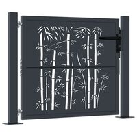 vidaXL Portail de jardin anthracite 105x105 cm acier design de bambou