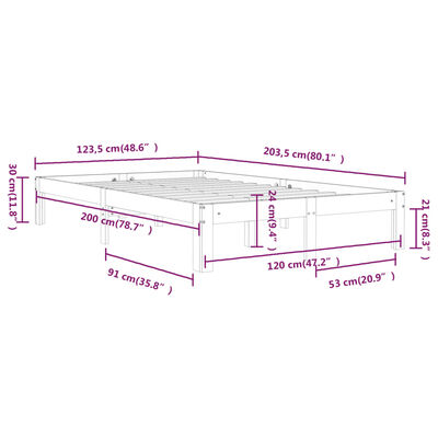 vidaXL Cadre de lit Bois de pin massif 120x200 cm