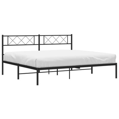 vidaXL Cadre de lit métal sans matelas avec tête de lit noir 193x203cm