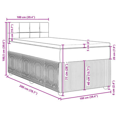 vidaXL Sommier à lattes de lit et matelas Gris clair 100x200cm Velours